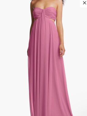 Dessy Collection Strapless Empire Waist Chiffon Gown Dress